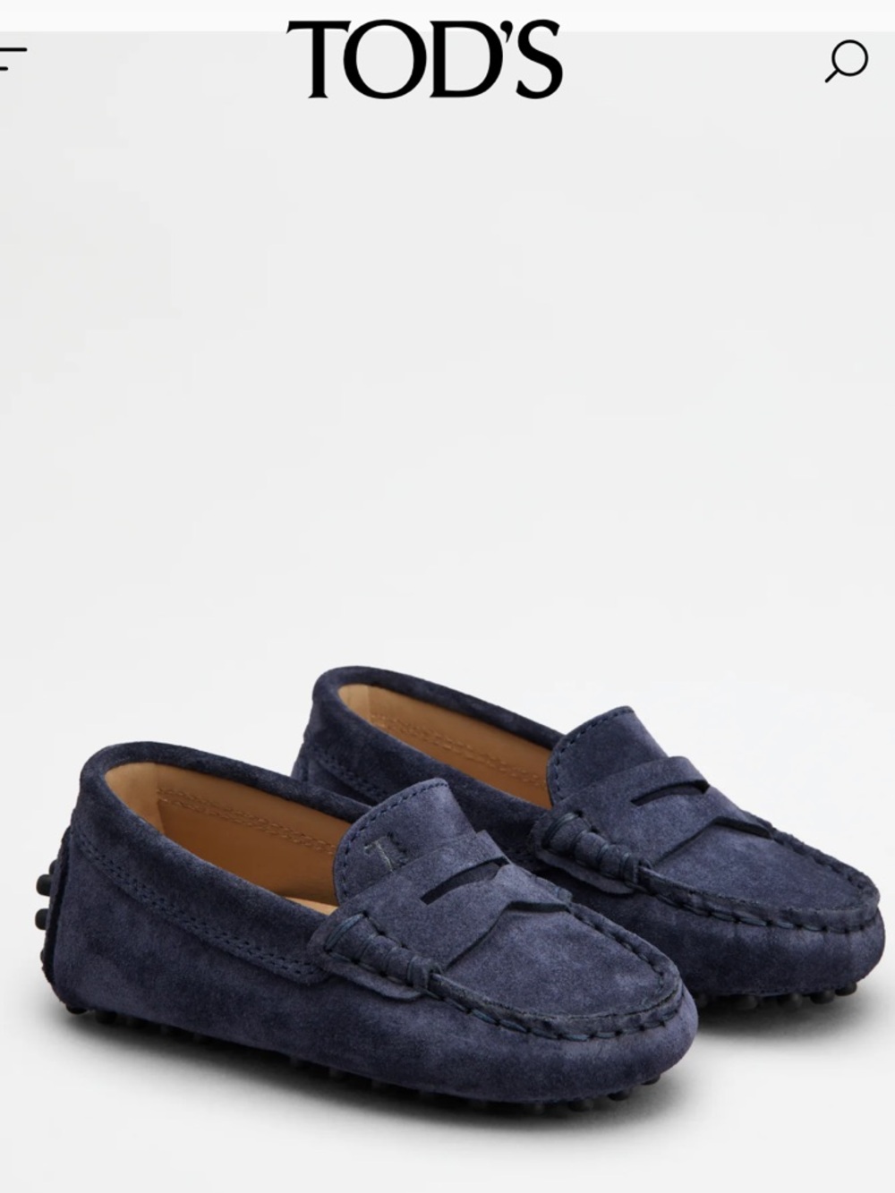 TOD’S JUNIOR BOY GOMMINO SUEDE PENNY LOAFERS, SIZE EU 28 (US 11), MIDNIGHT BLUE